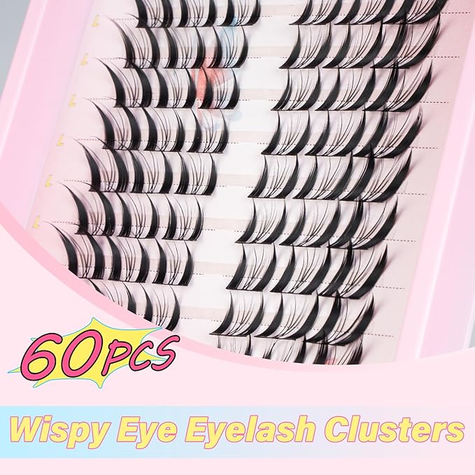 Manga Lashes Natural Look Cluster Lashes Anime Lashes Faux Mink Lashes Wispy Fluffy Eyelashes Spiky C Curl Individual Cluster (Wispy03)
