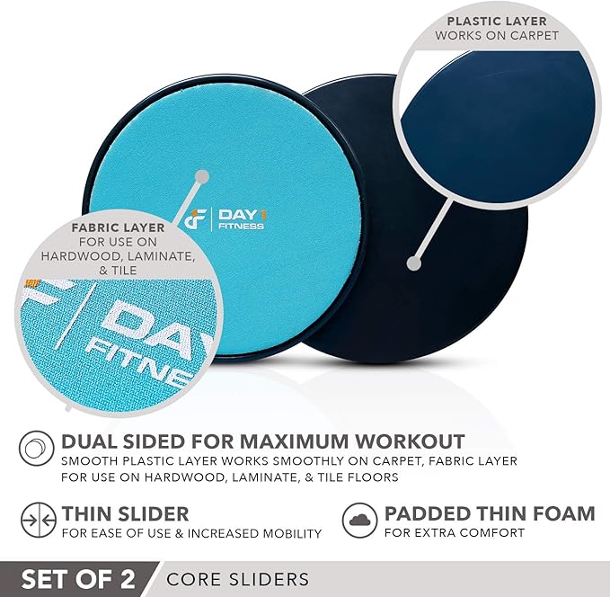 Core Sliders by Day 1 Fitness 2 Black/Mint,
