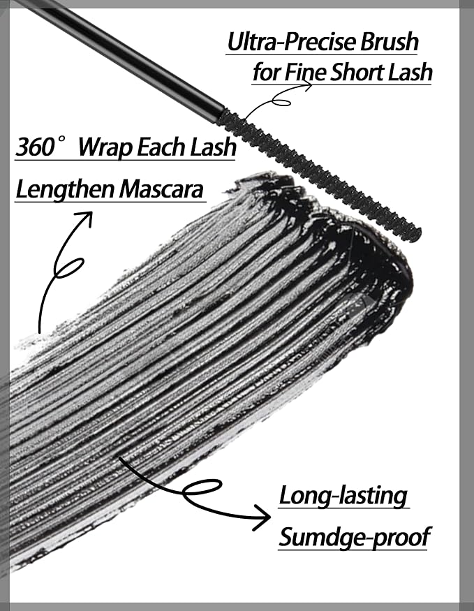 Black & Brown Mascara for Fine Short Lash & Older Women & Mulit-layered Lashes, Ultimate Length Volumizing Lower Bottom Lashes Mascara, Ultra-Precise Slim Adjustable Brush to Any Angle, Smudge-proof