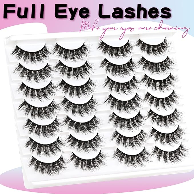 Losha Lashes Fluffy False Lashes 14 Pairs 5D Full Fake Eyelashes Vegan Handmade Faux Mink Lashes Pack (815-Z)