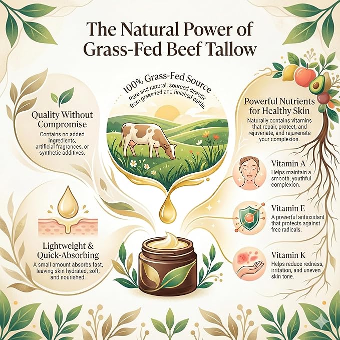 IKARIAN 100% Grass Fed Beef Tallow for Skin Care | Premium Whipped Moisturizer | Face + Body | Single Ingredient, All natural | 4 FL. oz. (Unscented)