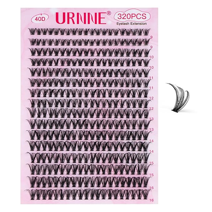 Lash Clusters 40D Eyelash Clusters 9-16mm Wispy Individual Lashes D Curl Cluster Eyelash Extensions 320pcs DIY Lash Extension （LD11）