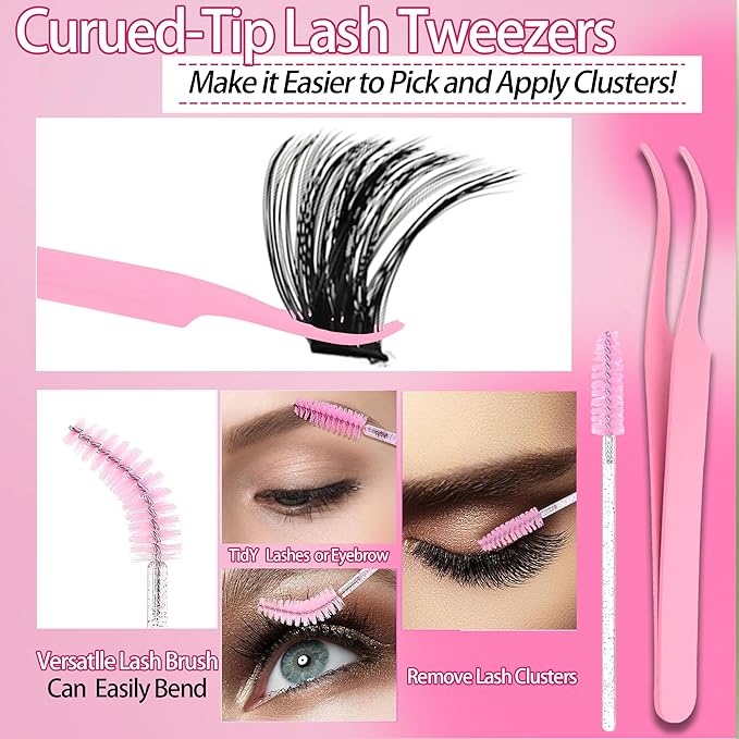 994Pcs Lashes Clusters Kit 60D/80D/100D Volume False Eyelash Extensions 10-20mm D Curl Wispy Individual Fake Eyelashes Kit, Volume Studio Effect with Bond&Seal|Tweezers|Removers|Cleanser