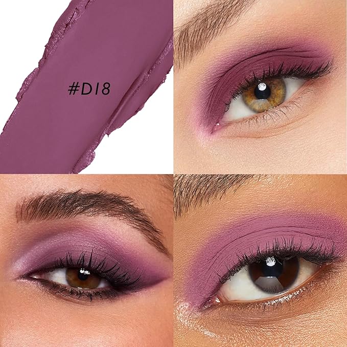 Purple Eyeshadow Stick - Long Lasting Cream Matte Eyes Shadow Pencil Buildable Brightener Crayon Eyeliner Highlighter Makeup, Lightweight Waterproof & Smudge Proof for Easy Quick Application