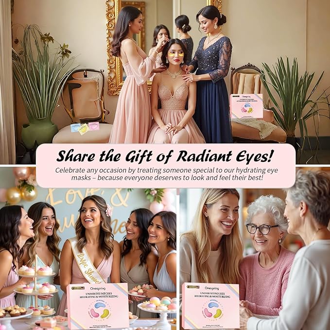 Onespring Eye Masks (24 Pairs) - Gifts for Her - Caffeine, 24K Gold and Retinol Under Eye Patches for Puffy Eyes, Dark Circles & Fine Lines, Bachelorette Party Favors, Birthday, Valentine's Day Gift