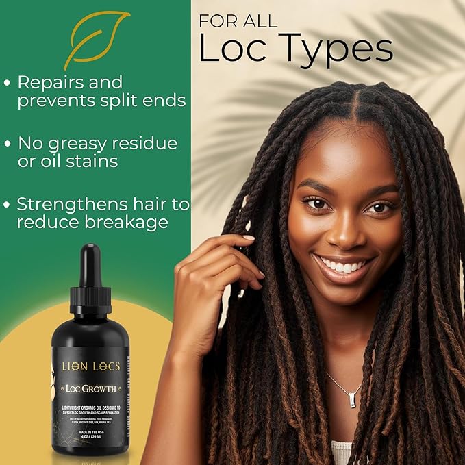 Lion Hair Growth Oil and Scalp Relaxer | Light Styling for Dreadlocks, Braidlocks, Braids, Faux Locs, Crochet Locs, Boho Locs, or Sisterlocks (4oz)