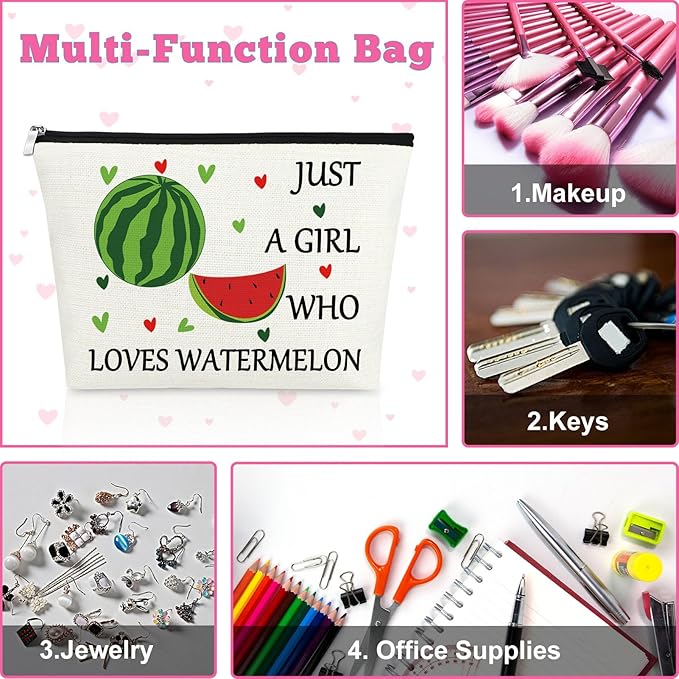 Watermelon Themed Gifts for Women Watermelon Makeup Bag Watermelon Love Gifts for Girls Watermelon Themed Gifts Fruit Lover Gift for Daughter Friend Birthday Cosmetic Bag Travel Cosmetic Pouch