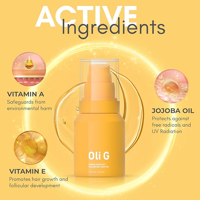 Oli G Renew Porosity Balancing Oil 2oz / 59ml | Lightweight Hair Oil for Frizz Control, Moisture Repair & Shine