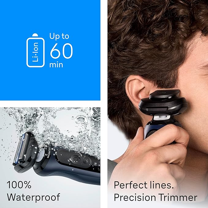 Braun Electric Razor for Men Series 6 with Precision Trimmer, Extra Shaver Head, 4-in-1 Clean & Charge Center, Travel Case, S6 6177ps