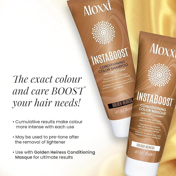 ALOXXI InstaBoost Conditioning Color Shampoo in Golden Heiress, Cleanses Hydrates and Refreshes Gold Blonde Tones, 6.8 Fl Oz