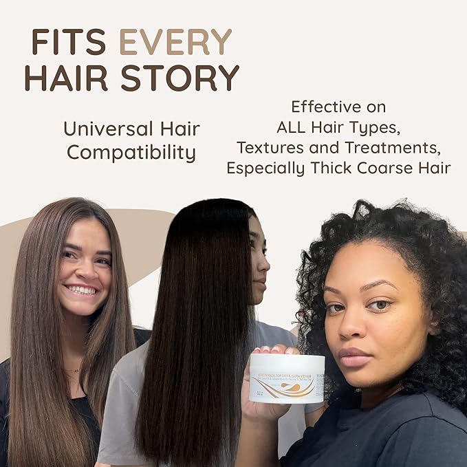 VITAMINS hair cosmetics Keratin Hair Mask Deep Conditioner for Dry Damaged Hair - Biotin, Collagen & Castor Oil Deep Conditioning, Repairs Split Ends & Restores Shine - For Thick Locks