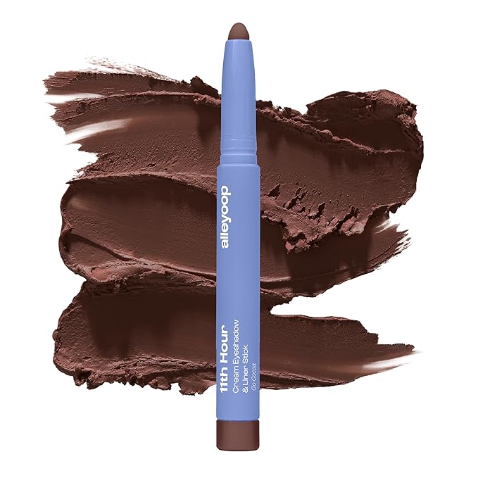 ALLEYOOP 11th Hour Waterproof Cream Eyeshadow Stick – Long-Lasting Eye Shadow Pencil & Eyeliner, Cream to Powder Stick & Highlighter – Smudge-Proof Eyeshadow Matte, Dark Chocolate Matte