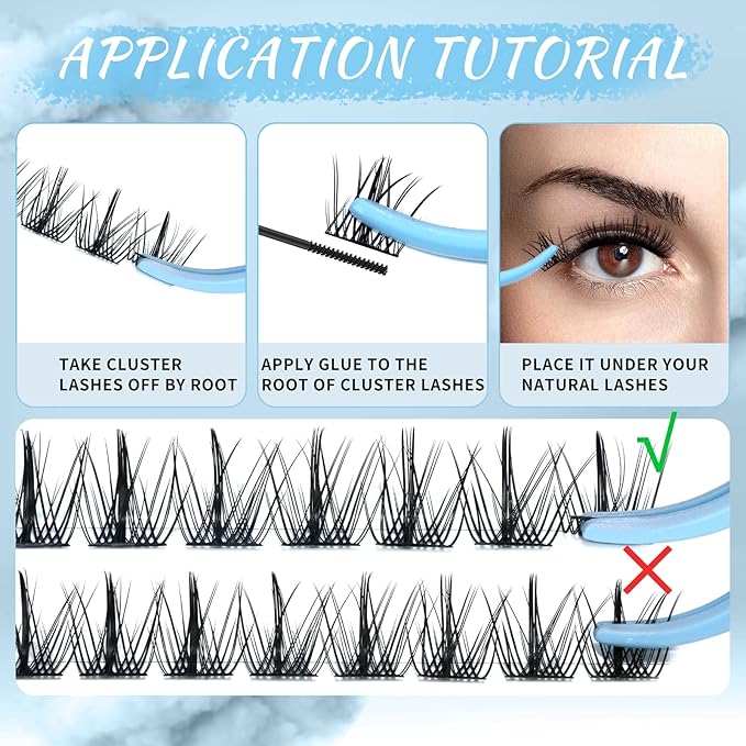 Lash Clusters 84 Pcs Cluster Lashes Eyelash Clusters DIY Cluster Eyelash Extensions Individual Lashes Thin Band & Soft(Cloudy,D-10mm)