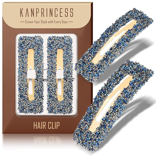 Rhinestone and Crystal Hair Clips 2-Pack, Sparkly Barrettes & Elegant Bling Accessories for Women & Girls(Set13)