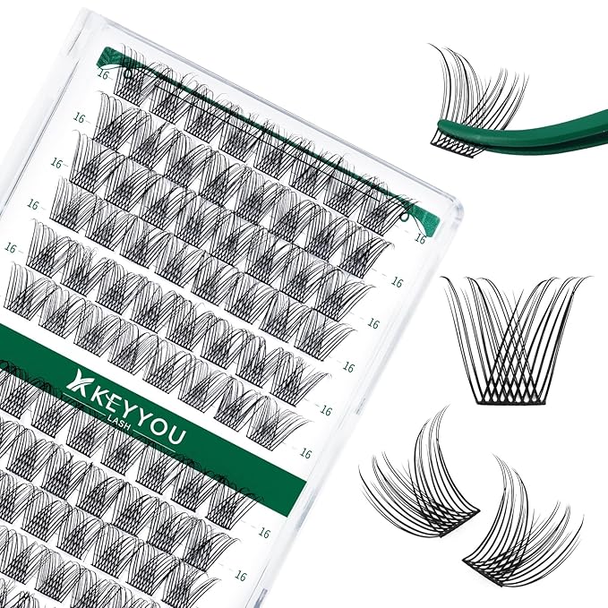 Lash Clusters,96 Pcs Cluster Lashes D Curl 16mm DIY Lash Extensions Eyelash Clusters,KEYYOU Volume Wispy Individual Lashes Soft&Comfortable Easy DIY at Home(Y13,D-16mm)