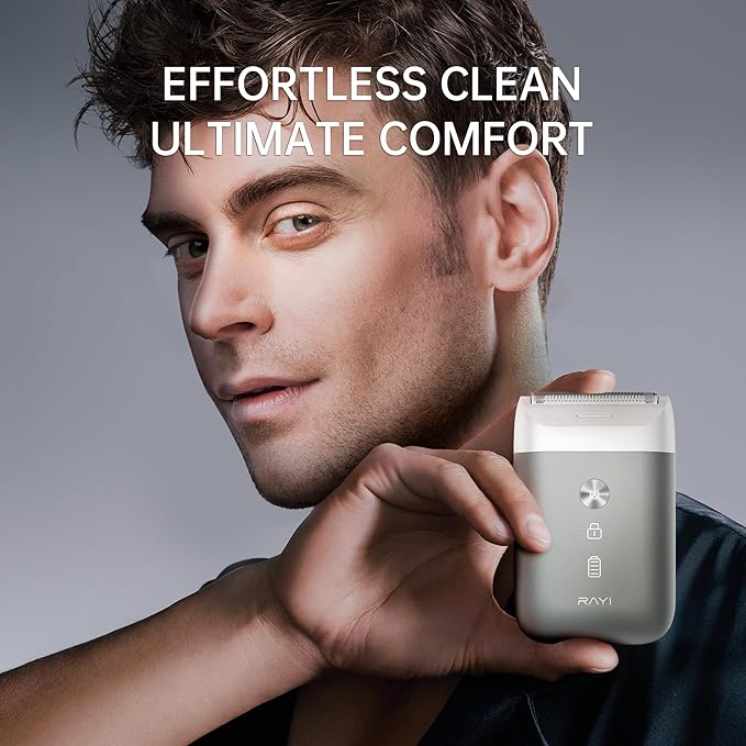 Portable Electric Razor for Men with 8,000 RPM Dual Floating Blade, 1H Charge for 60 Days, Type-C, IPX7 & Anti Pinch, Design for Daily/Travel Use, Electric Foil Shavers for Face, Gray