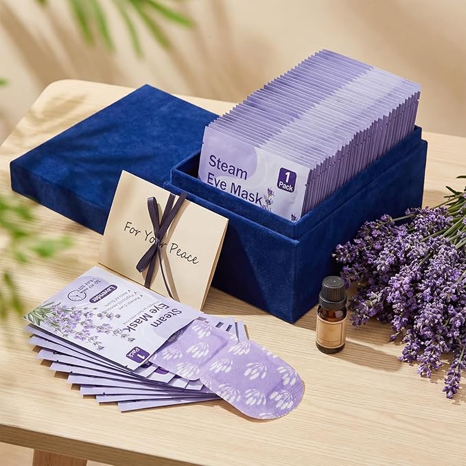 Croloose 100 Pcs Steam Eye Masks for Dry Eyes Lavender Self Heated Steam Warm Eye Mask Heated Disposable Eyes Masks for Dark Circles, Puffy, Relief Stress, Fatigue Relaxation Gifts