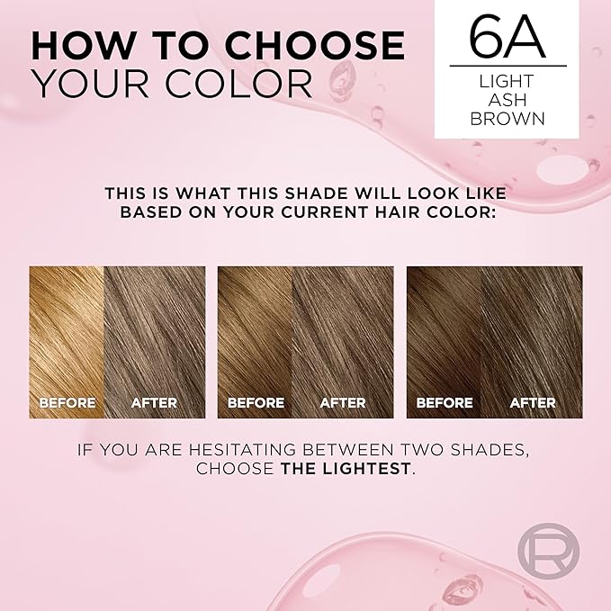 L'Oreal Paris Excellence Crème Permanent Hair Dye, Triple Care Hair Color with Hyaluronic Acid for 100% Gray Coverage, 6A Light Ash Brown, 1 Kit (Pack of 2) (Packaging May Vary)