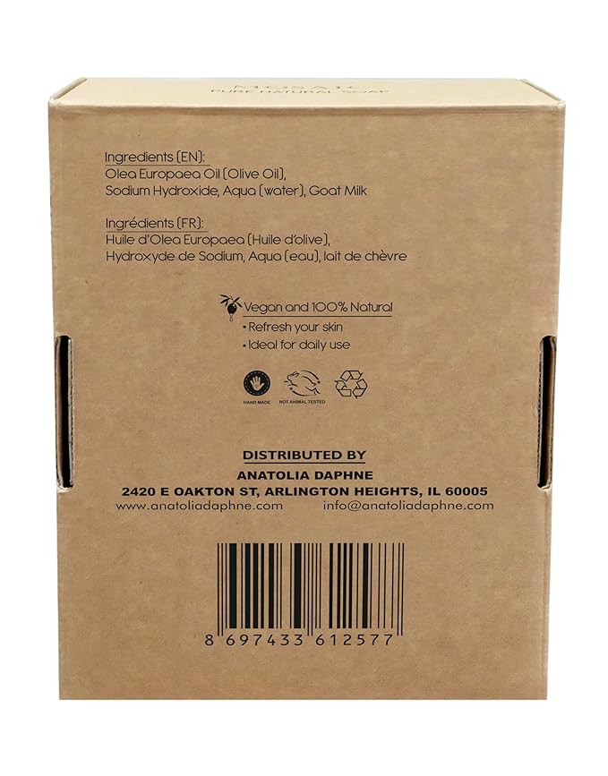 AnatoliaDaphne Natural Goat Milk Soap Bars | Handmade Moisturizing Bar Soap & Body Wash for Sensitive, Dry Skin | Gentle Hydrating Cleanser for Face & Body | 12 Pack (4.5 oz Each)