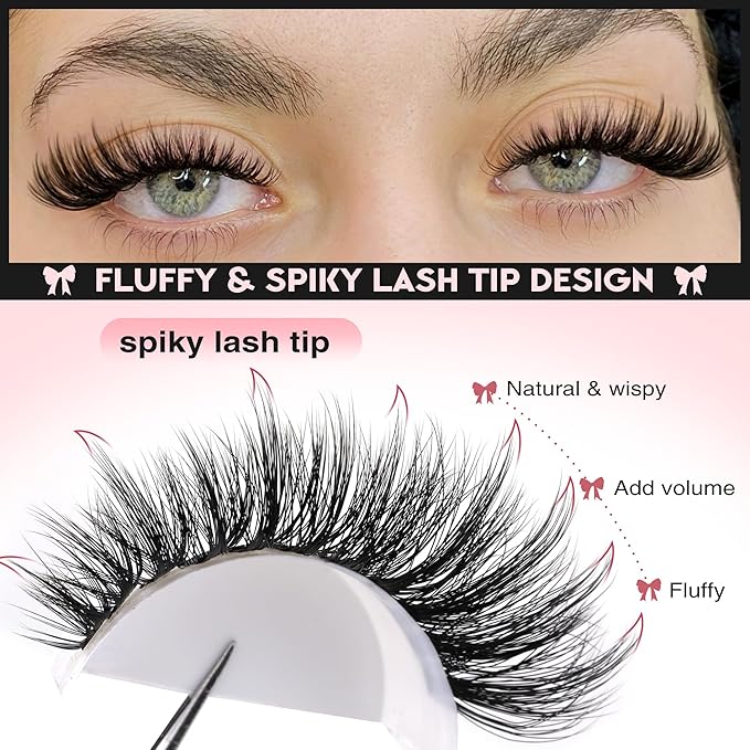 Lash Clusters Wispy Eyelash Clusters Fluffy Lashes Clusters Cute D Curl Cluster Eyelash Extensions with Soft Cotton Band Cluster Lashes 10-18mm Eyelashes Clusters for DIY Lash Extension