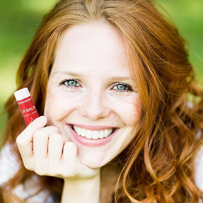 ALIDA PURE Strawberry Lip Balm Collection, Vegan Set, Beeswax Free, with Organic Jojoba and Avocado Oil, Vitamin E, Natural Moisturizer for Dry, Chapped Lips, 3 Tube Set