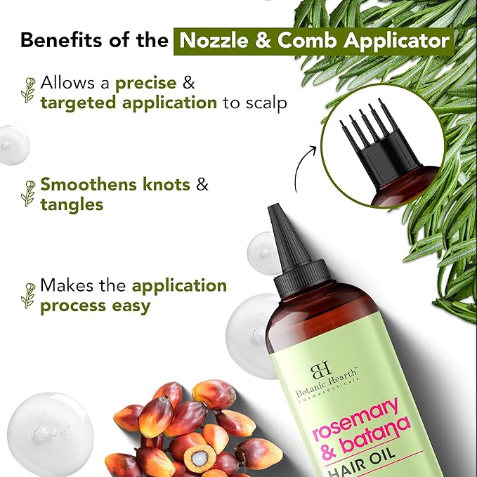 Botanic Hearth Hair Oil for Hair Growth & Home Hair Perm Kit | Strengthening Dry, Frizzy, Damaged Hair & Scalp Treatment | Rosemary Batana Hair Oil – 6.7 Fl Oz (2 Pack)