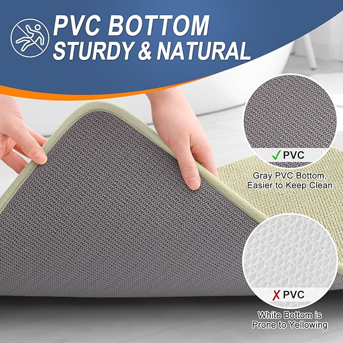 OLANLY Thick Memory Foam Bath Mat Rug 44x24, Extra Soft Absorbent Bathroom Rug, Quick Dry Bath Mats, Non-Slip, Machine Washable Carpet for Bathroom, Tub and Shower, Home Decor Accessories, Vanilla