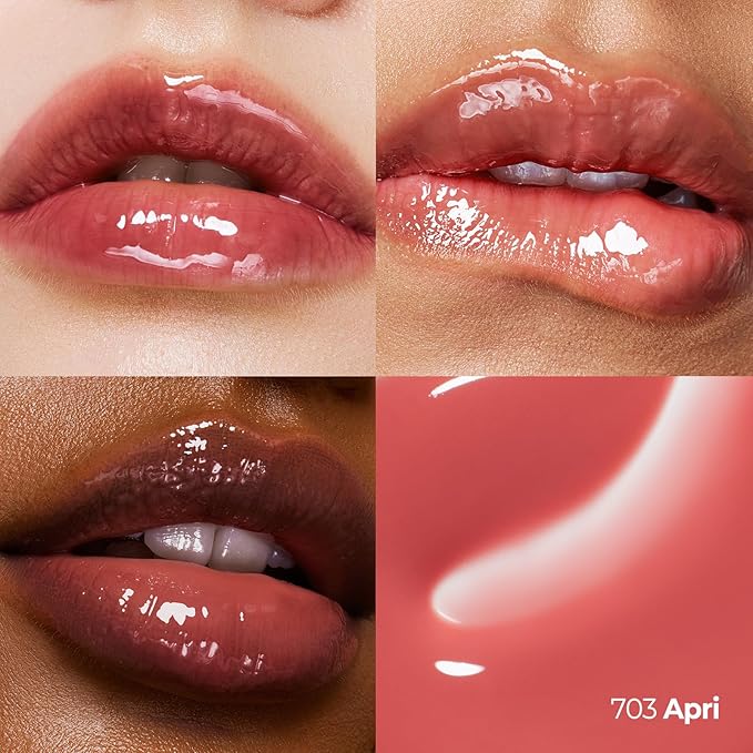 Laka Fruity Lip Glotioner, 10ml/0.33 fl.oz, Lip Gloss with High Shine Vivid Colors, Jelly tip for Hygienic & Easy Application, K-Beauty (#703 Apri)