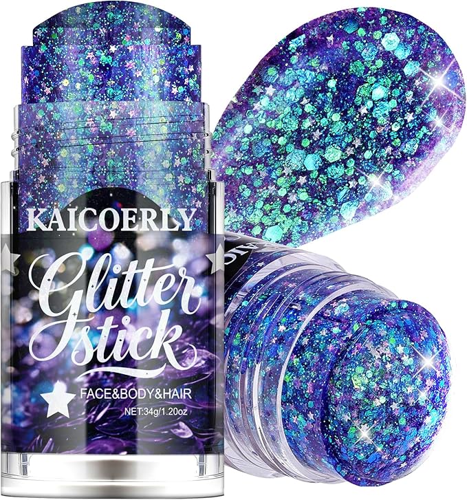 Purple Body Glitter Gel, Mardi Gras Outfit Body Glitter for Face Body Hair, Chameleon Color Changing Glitter Gel for Mardi Gras Party Mermaid Sequins Festival Accessories Shimmer Makeup #6