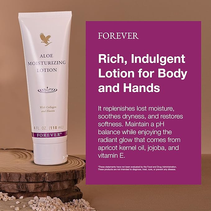 Forever Living - Aloe Moisturizing Lotion Duo - Deep Hydration with Collagen - Silky Smooth Texture - Gluten-Free Hand and Body Formula Pack of 2