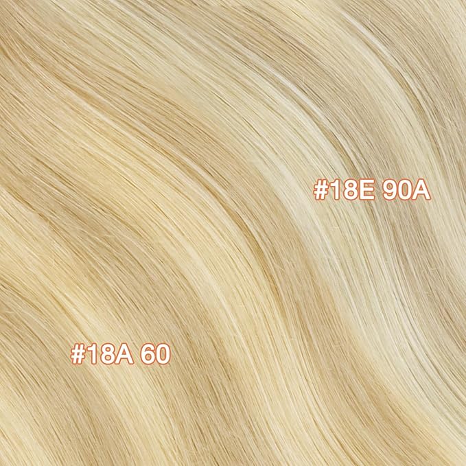 GOO GOO Invisi Edge Clip in Hair Extensions, 16inch 130g 7Pcs, Injected Seamless PU Clip in Hair Extensions, Virgin Real Human Hair, #18ET90A Natural Blonde Balayage