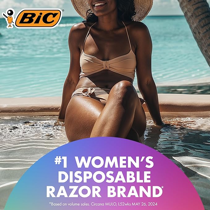 BIC Soleil 3 Scented Women's Disposable 3 Blade Razors, Moisture Strip and Lavender Scented Handles, 4-Pack
