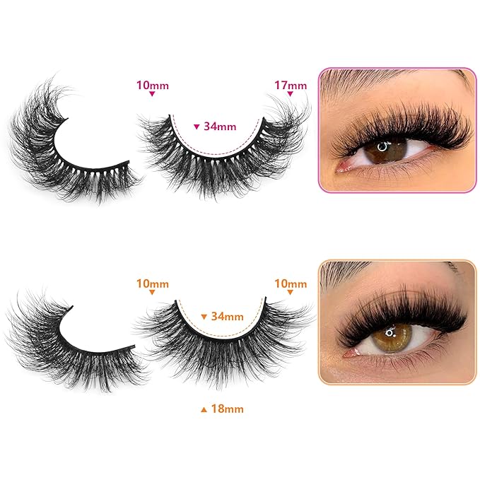 20 Pairs False Eyelashes Natural Look Lashes Mink Fuzzy Fake Eyelashes Wispy Strip False Lashes 4 Styles Mixed Thick Volume Faux Mink Eyelashes ALICROWN