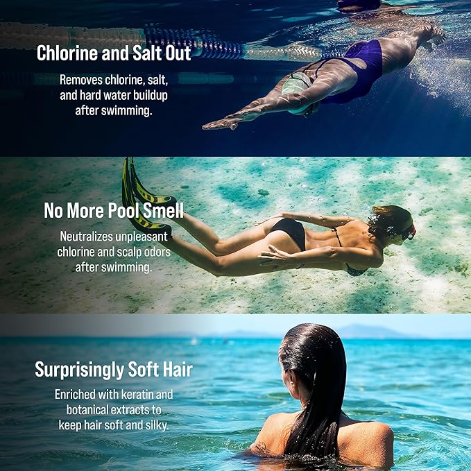 SOOO Swim Shampoo, Chlorine Removal After Swim Shampoo for Swimmers, Removes Salt & Residue, Refreshing dry itchy Scalp & Pool Odor, Citrus Scent, Silicone & Paraben-Free 16.9 fl. oz.