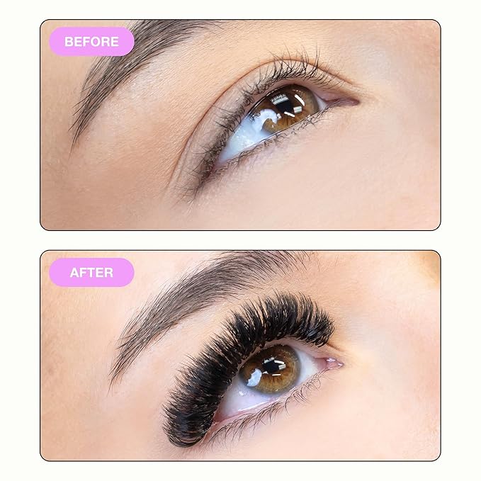 Curacoro Easy Fan Eyelash Extensions 0.03~0.07mm Thickness, C CC D Curl, 9mm-16mm Mixed & Single Length, Super Matte Black Volume Self Fanning Lash Extensions, Professional Supplies for Lash Techs