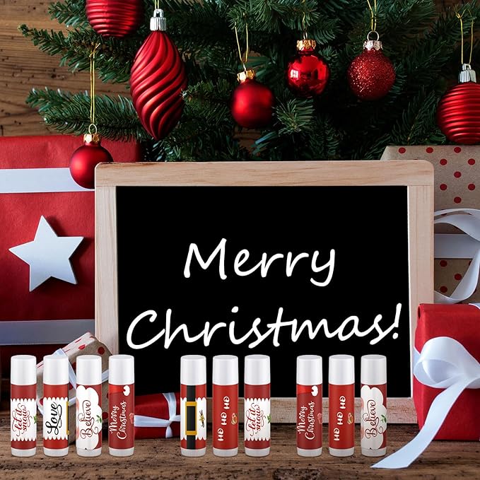 50 Pieces Christmas Santa Lip Balm Moisturizing
