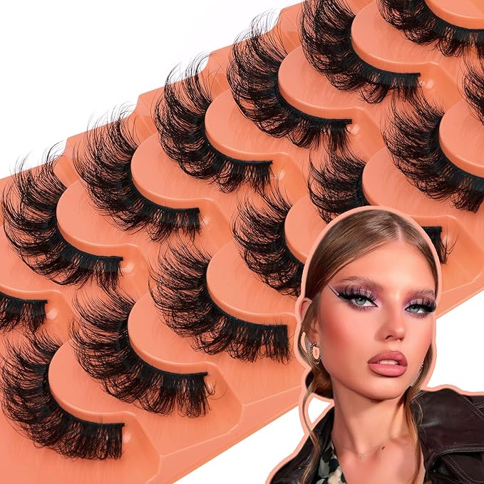 Mink Lashes Fluffy Dramatic Full False Eyelashes Volume Wispy Bushy 18MM Thick Fake Lashes Look Like Eyelash Extensions Pestañas7 Pairs Pack by JIMIRE