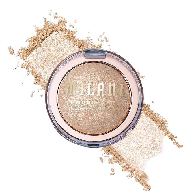 Milani Baked Highlighter - Long-Lasting Powder for Natural Radiant Glow- Buildable & Blendable Face Makeup with Lit-From-Within Finish- Vegan, Cruelty-Free & Talc-Free, Made in Italy, Champagne D'oro