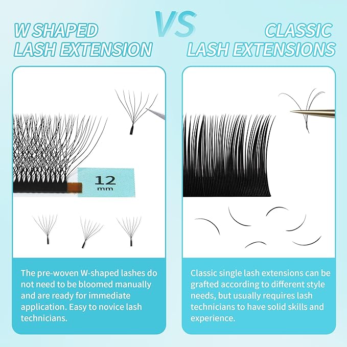 W Eyelash Extensions 7D Russian Volume Premade Fan Natural Soft Matte Black False Lashes Professional Salon Supplies(7D,0.07,D,9mm)