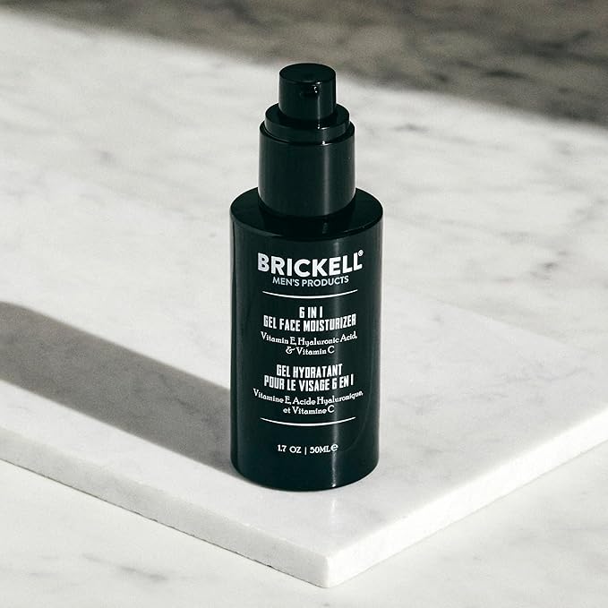 Brickell Men's 6 in 1 Gel Face Moisturizer for Men, Natural and Organic Gel Moisturizer, 1.7 ounces, Unscented