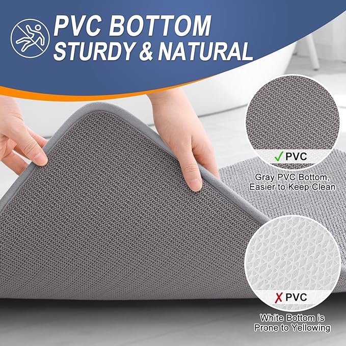 OLANLY Thick Memory Foam Bath Mat Rug 40x24, Extra Soft Absorbent Bathroom Rugs, Quick Dry Bath Mats, Non-Slip, Machine Washable Carpet for Bathroom, Tub and Shower, Home Decor Accessories, Grey
