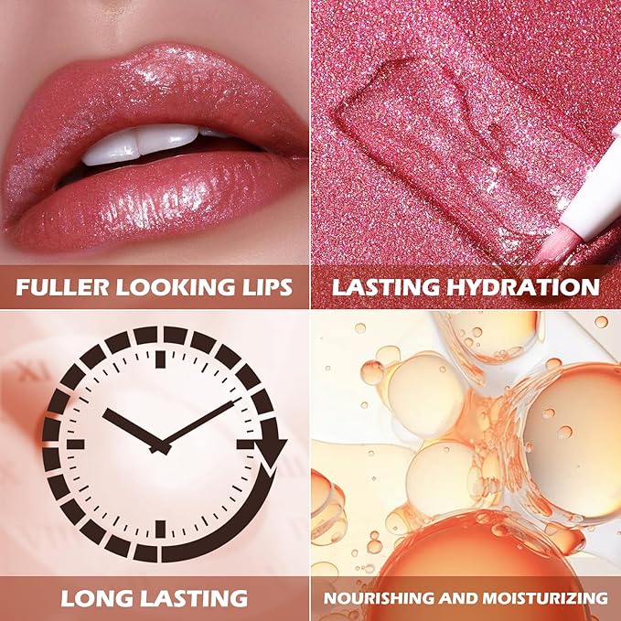 FOCALLURE Glitter Lip Gloss,High Shine Shimmer Lipstick,Long Lasting Plumping Lipgloss,Hydrating,Moisturizing,Non-Sticky and Lightweight Formula for Lip Color,Serein