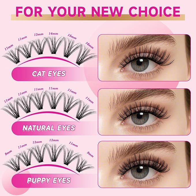 DIY Lash Extension Kit 280Pcs Individual Eyelash Extension Kit 30D40D 0.07D Curl 9-16MIX Lash Clusters Kit with Lash Glue Remover Applicator Easy to Use for Beginners