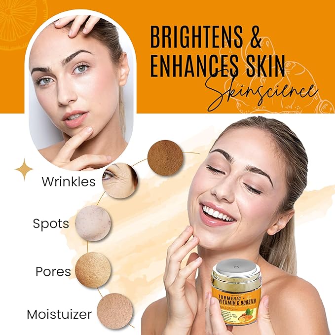 Dermaxgen Turmeric Face Cream with 30% Vitamin C – Glow Booster, Anti-Aging & Skin Repair Moisturizer for Dark Spots, Hydration & Radiance – Vitamin C Cream for All Skin Types (1.7 fl oz)