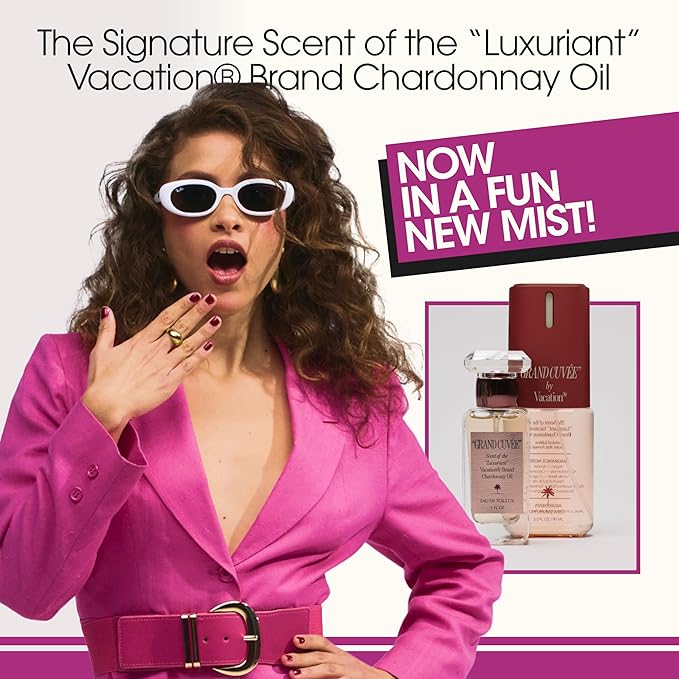 VACATION GRAND CUVÉE Body Mist, Perfumed Body Spray for Women & Men, Aloe Vera, Argan Oil, Amber, Vanilla Bean, Peach & Oceanic Scent, Layer with Eau de Toilette, Travel Size 3 fl oz