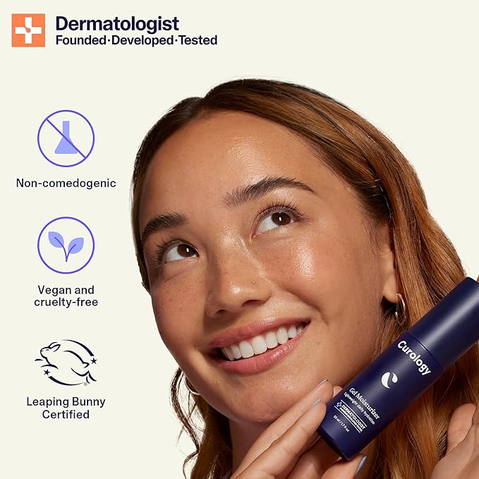 Curology Gel Face Moisturizer, Lightweight Daily Face Lotion for Oily, Dry or Sensitive Skin, with Hyaluronic Acid, Fragrance Free, 1.7 fl oz