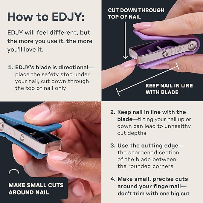 EDJY Fingernail Cutter - Precision Stainless Steel Nail Cutter for Fingernails | Sharp Blade, Ergonomic Design, Durable & Rust-Resistant | Ideal for Men and Women | EDJY Blue