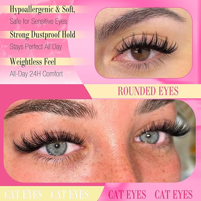 Lashes Clusters Kit Wispy Eye Lash Clusters Eyelash Extensions with Lash Brush Natural 168Pcs Individual Lashes 10-18mm DIY Lash Extension Soft Thin Band For Beginners (No Glue)