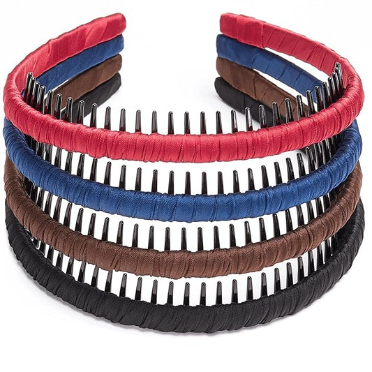 STHUAHE4PC Multicolor Protection Resin Teeth Comb Hair Hoop Hairband Headband Hair Accessories for female by Beauty hair (black+brown+blue+red)