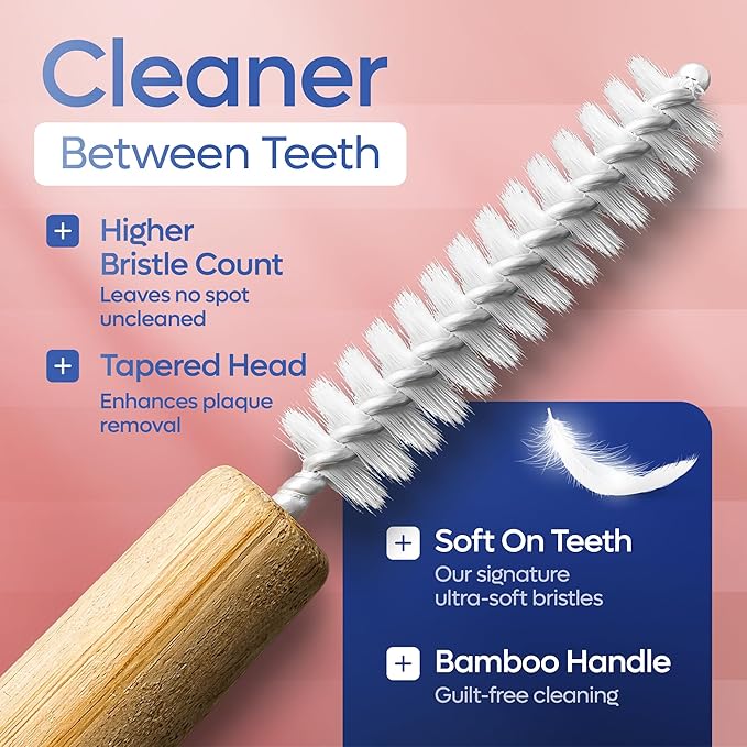 SmartLifeco Bamboo Interdental Brushes (10 Count) - Eco-Friendly Proxabrush, Reusable Dental Picks, Flexible Soft Bristles, Superior Gum & Teeth Cleaning, Toothpicks for Braces, PikStik - Tight Gaps